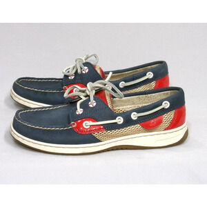 Sperry Top Sider Angelfish Boat Shoe - Flat Heel Red White And Blue Womens 6.5M